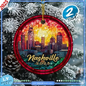 Stadt Nashville Ornament, Tennessee, Weihnachtsschmuck, Weihnachtsgeschenke, Kugel Ornament, runde Keramikverzierung, Vintage Weihnachtsschmuck