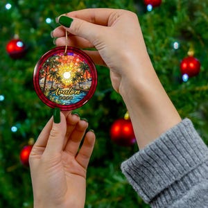 Personalized New Jersey Ornament, Custom Year NJ Beach Christmas Decor, Ceramic Souvenir Gift, Avalon Ocean City Wildwood Keepsake image 12