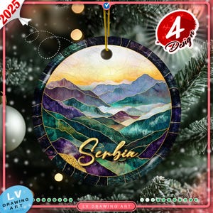 Serbia Ornament, Round Ceramic Ornament, Christmas Ornaments, Traveler Gifts, Holiday Picks, Traveler Road Trip, Europe