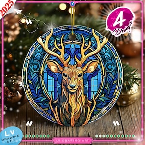 Majestic Stag Ornament, Christmas holiday, tree decoration, unique christmas gift, ceramic ornament, Christmas ornaments, art glass hanging