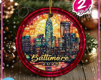 Baltimore Ornament, xmas ornaments, Christmas gifts, unique christmas gift, round ceramic ornament, vintage, Christmas ornaments