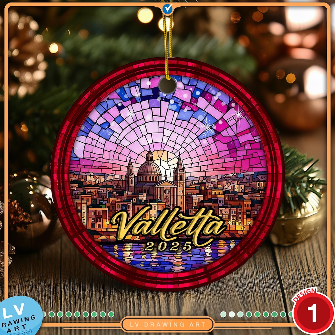Valletta Malta 2025 Ceramic Christmas Ornament, European Travel, Faux ...