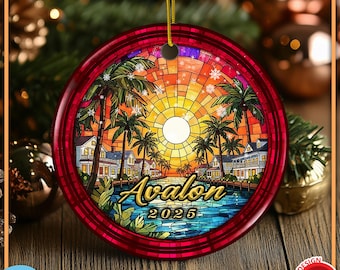 Personalized New Jersey Ornament, Custom Year NJ Beach Christmas Decor, Ceramic Souvenir Gift, Avalon Ocean City Wildwood Keepsake