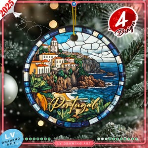 Portugal Ornament, Round Ceramic Ornament, Christmas Ornaments, Traveler Gifts, Holiday Picks, Traveler Road Trip, Europe