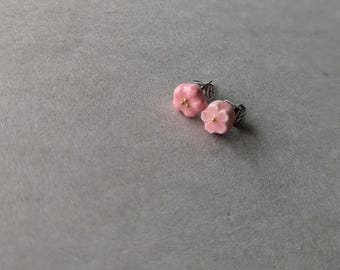 Made in Japan Sakura Stud Earrings Pink Cherry Blossom Jewelry Minimalist Floral Gift for Her