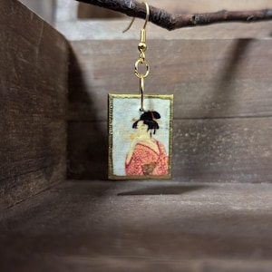 Orecchini Bellezza con Flauto – Arte Giapponese Edo | Regalo Artigianale Elegante per la Mamma | Originale AOSAGICLAY