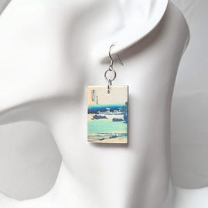 Orecchini Ukiyo-e Hokusai | Mini Paesaggio Edo | Onde & Monte Fuji | Arte Giapponese | Regalo Artigianale per la Mamma