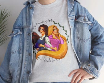Book girl and artist Heavy Cotton Tee, Disney shirts, Book lovers shirt, Artist shirt, Princess belle shirt, Princess Rapunzel shirt,