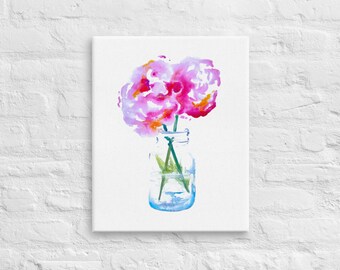 Flor de jardín Impresión de lienzo de acuarela