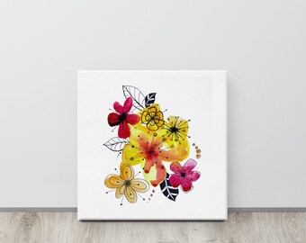 Flor abstracta Acuarela Pintura Lienzo Impresión