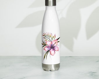 Botella de agua de acero inoxidable floral Hibiscus