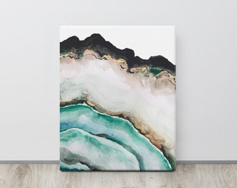 Impresión de lienzo de geoda de acuarela