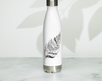 Botella de agua de acero inoxidable de plumas