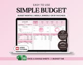 Budget Planner Google Sheets Budget Spreadsheet Excel Budget Tracker Finance Monthly Budget Template Weekly Budgeting Expense Tracker Pink