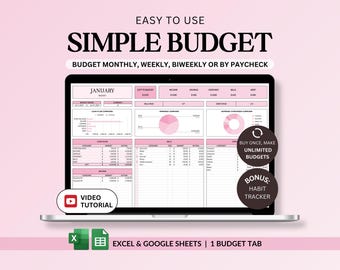 Budget Planner Google Sheets Budget Spreadsheet Excel Budget Tracker Finance Monthly Budget Template Weekly Budgeting Expense Tracker Pink