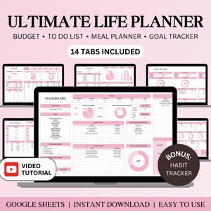 ADHD Life Planner Google Sheets, Digital Organizer, Budget Tracker Habit Tracker To Do List Calendar Goal Tracker, Meal Planner Spreadsheet
