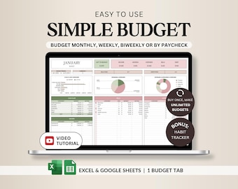Planificador de presupuesto Hoja de cálculo de presupuesto en Google Sheets Rastreador de presupuesto en Excel Finanzas Plantilla de presupuesto mensual Presupuesto semanal Rastreador de gastos