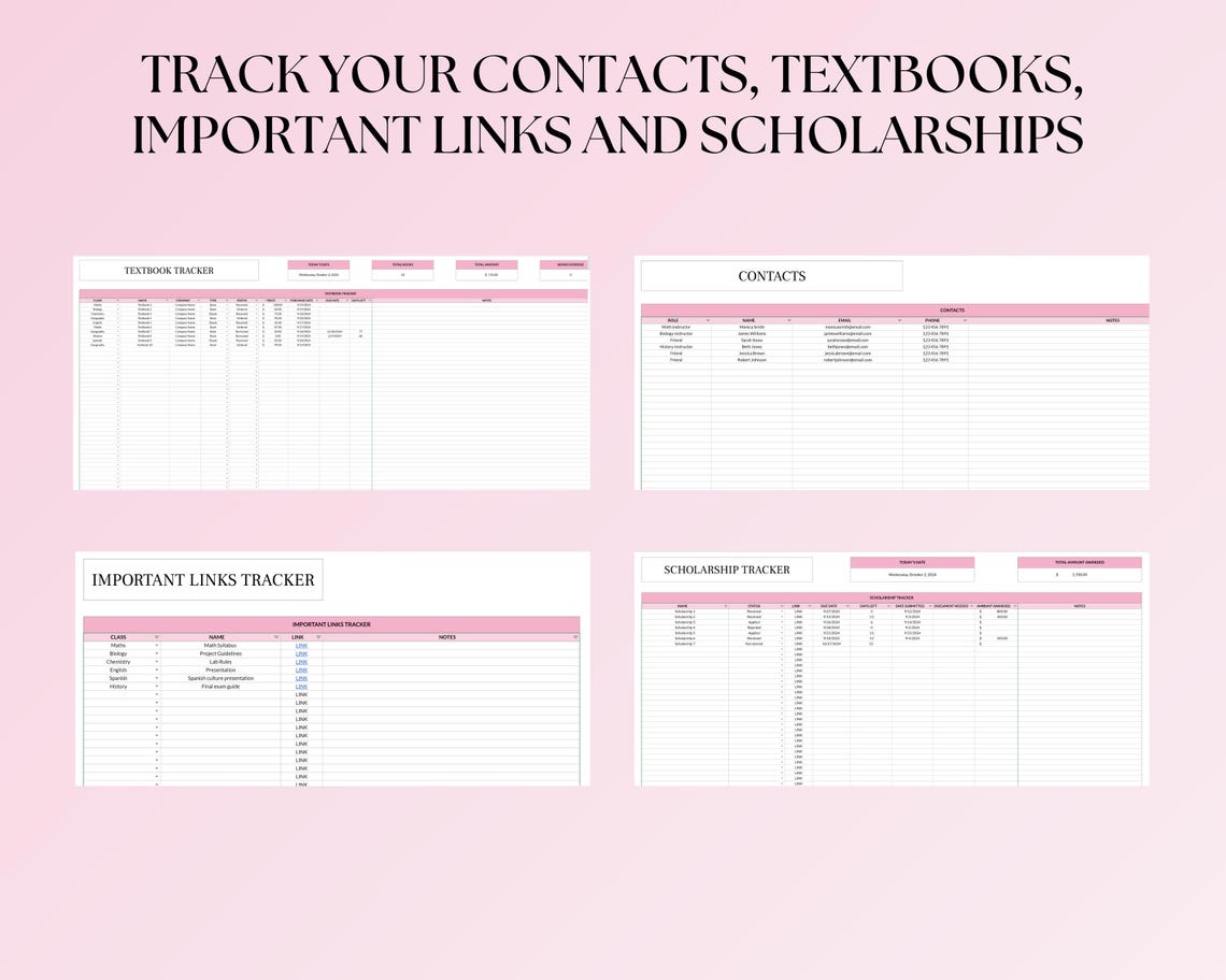 Ultimate Student Planner Spreadsheet, Assignment Tracker Google Sheets ...