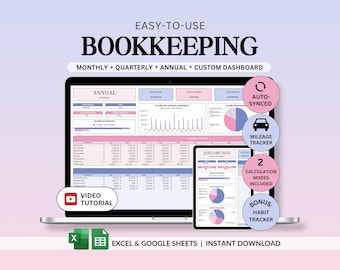 Small Business Bookkeeping Spreadsheet Income Expense Tracker Profit and Loss Google Sheets Excel Easy Accounting Template Sales Tracker