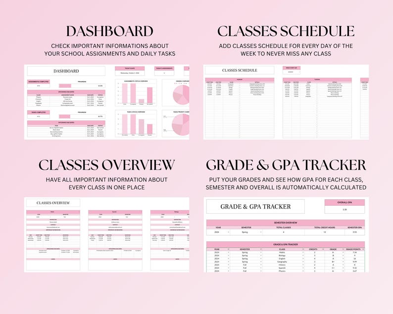 Ultimate Student Planner Spreadsheet, Assignment Tracker Google Sheets ...