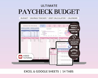 給与明細予算スプレッドシート - 請求書と貯蓄のトラッカー付き財務プランナー（Excel/Googleスプレッドシートテンプレート）
