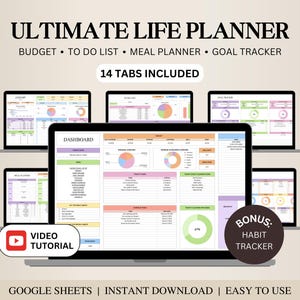 ADHD Life Planner Google Sheets, Digital Organizer, Budget Tracker Habit Tracker To Do List Calendar Goal Tracker, Meal Planner Spreadsheet