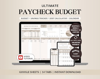 Paycheck Budget Spreadsheet Google Sheets Budget Template Biweekly Budget Weekly Budget Monthly Budget Planner Bill Tracker Savings Tracker