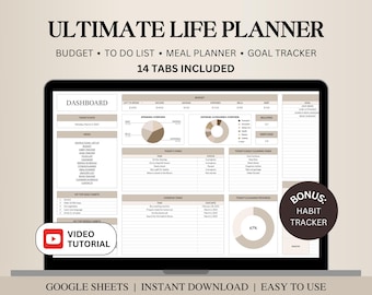 ADHD Life Planner Google Sheets, Digital Organizer, Budget Tracker Habit Tracker To Do List Calendar Goal Tracker, Meal Planner Spreadsheet