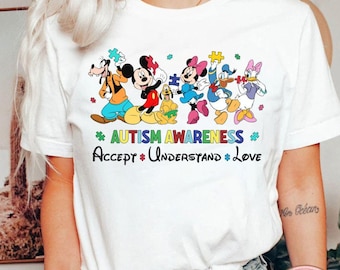 Mickey & friends Autism Awareness shirt, Disney Autism shirt, Autism support shirt, Gift for Kids Accept Understand Love tee