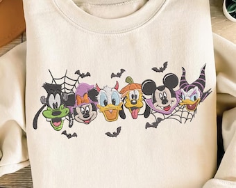 Camiseta, sudadera y sudadera con capucha bordadas de Mickey y sus amigos para Halloween, camiseta bordada de Disneyland WDW "Not So Scary"