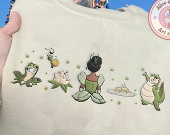 Sudadera con capucha y camiseta de la princesa Tiana bordada, Disney Princess and the Frog Magic Kingdom WDW Disneyland, camiseta bordada