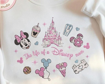 Camiseta sudadera con capucha bordada La vida de una mamá Disney, Minnie Mouse Disney Mama Camisa bordada para el Día de la Madre