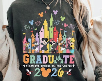 Graduate From the tassel to the castle Disney shirt, Mickey & friends Disney castle Graduation shirt, Senior Trip 2026 shirt gift for Grad