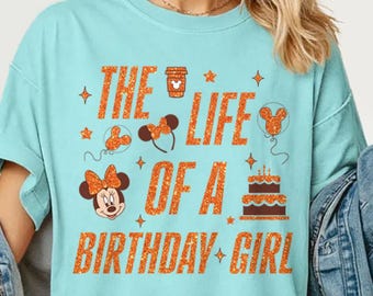 The Life of a Birthday Girl Shirt, Disney Minnie Mickey Birthday trip Shirt, WDW Disneyland Birthday Party Tee, Gift for her