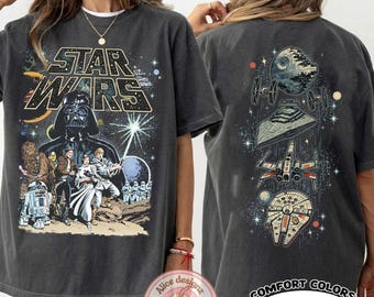 Vintage Retro Star Wars shirt, Space Ship Dead Star May The Force be with you Galaxy's Edge Darth Vader Disney World Disneyland Tee