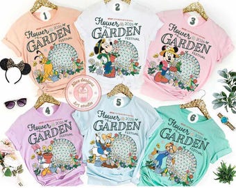 Multi-character Mickey Minnie Figment Orange Bird Disney Epcot International Flower & Garden Festival 2026 shirt, WDW Family trip matching T