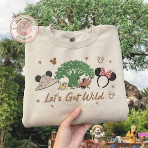 EMBROIDERED The Lion King Let's get Wild Animal Kingdom T-shirt Sweatshirt Hoodie, Disney Hakuna Matata WDW Disneyland Embroidery shirt image 1