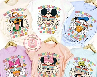 Personalized School's out for Disney shirt, Mickey & friends Happy last day of school shirt, Summer break student teacher shirt