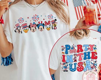 Party in the USA Mickey and Friends 4th of July 2026 Shirt, Disney Independence Day Tee, Disneyland WDW Family matching patriotic T-shirt