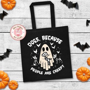 Dog Halloween Tote Bag Funny Ghost Dogs Bag Pet Grooming Tote Bag