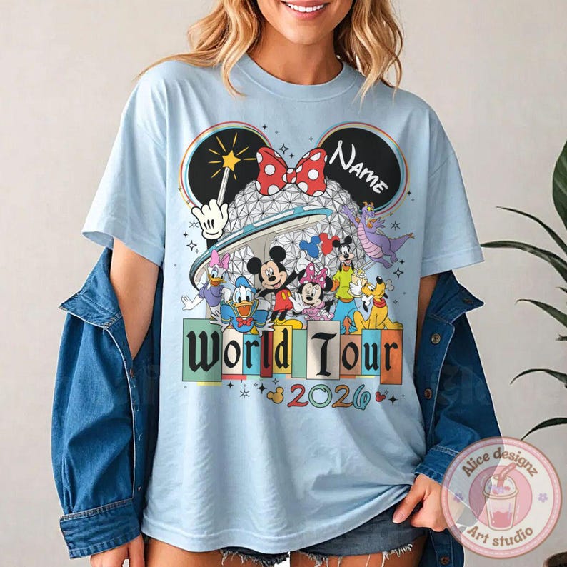 Personalized Epcot World Tour 2026 Shirt, Mickey & Friends Epcot Center ...