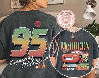 Two-sided Vintage Lightning McQueen 95 shirt, Disney cars shirt, Radiator Springs Cars land Tee, WDW Disneyland trip shirt