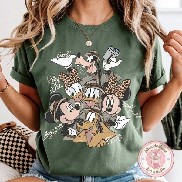 Vintage Retro Disney Animal Kingdom shirt, Mickey & friends Safari mode Let's get wild Family adventure matching shirts