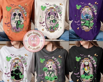 All characters Disney Halloween Skeleton shirt, Mickey & friends Spooky season Tee, Jack Sally Princess WDW Disneyland Halloween shirt