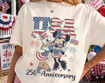 Camiseta retro de Minnie Daisy de Disney para el 4 de julio, camiseta del 250 aniversario de la Independencia de EE. UU., camiseta patriótica estadounidense para viajes de amigas.