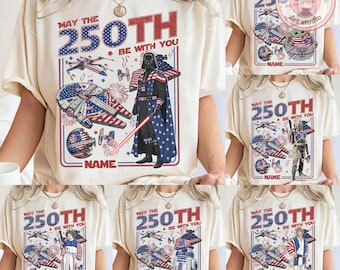 Vintage Star Wars 4th of July 2026 Shirt, USA 250th anniversary Independence Day Tee, Galaxy's Edge Disneyland WDW Family patriotic T-shirt