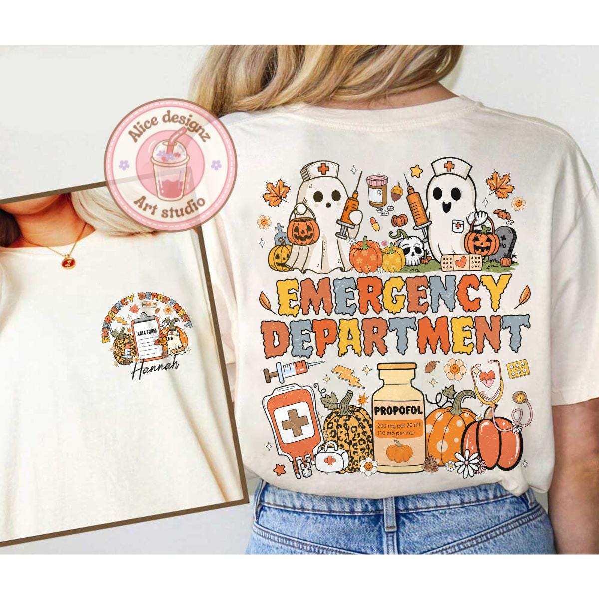 Personalized Emergency Department Halloween Shirt, Spooky Er Nurse Shirt, Custom Nurse Er Boo Crew sweatshirt, Emergency Room Shirt