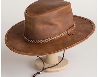 Handmade Leather Cowboy Hat | Wide Brim, Shapeable, Unisex
