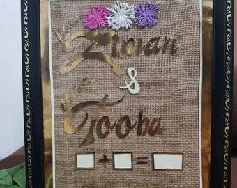 Personalized Nikah Frame, Custom Islamic Wedding Wall Art