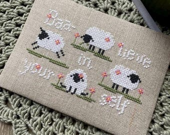 Schema per punto croce "Sheep Baa - Credi in te stesso", progetto primaverile (PDF)